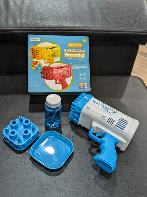 2-in-1Electric Bazooka Boom Feast Bubble Gun Perfect Party Gift for Kids Space Rocket Bazooka Bubble Gun